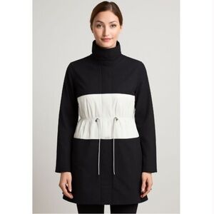 St. John Colorblock Windbreaker Raincoat Jacket Black & White